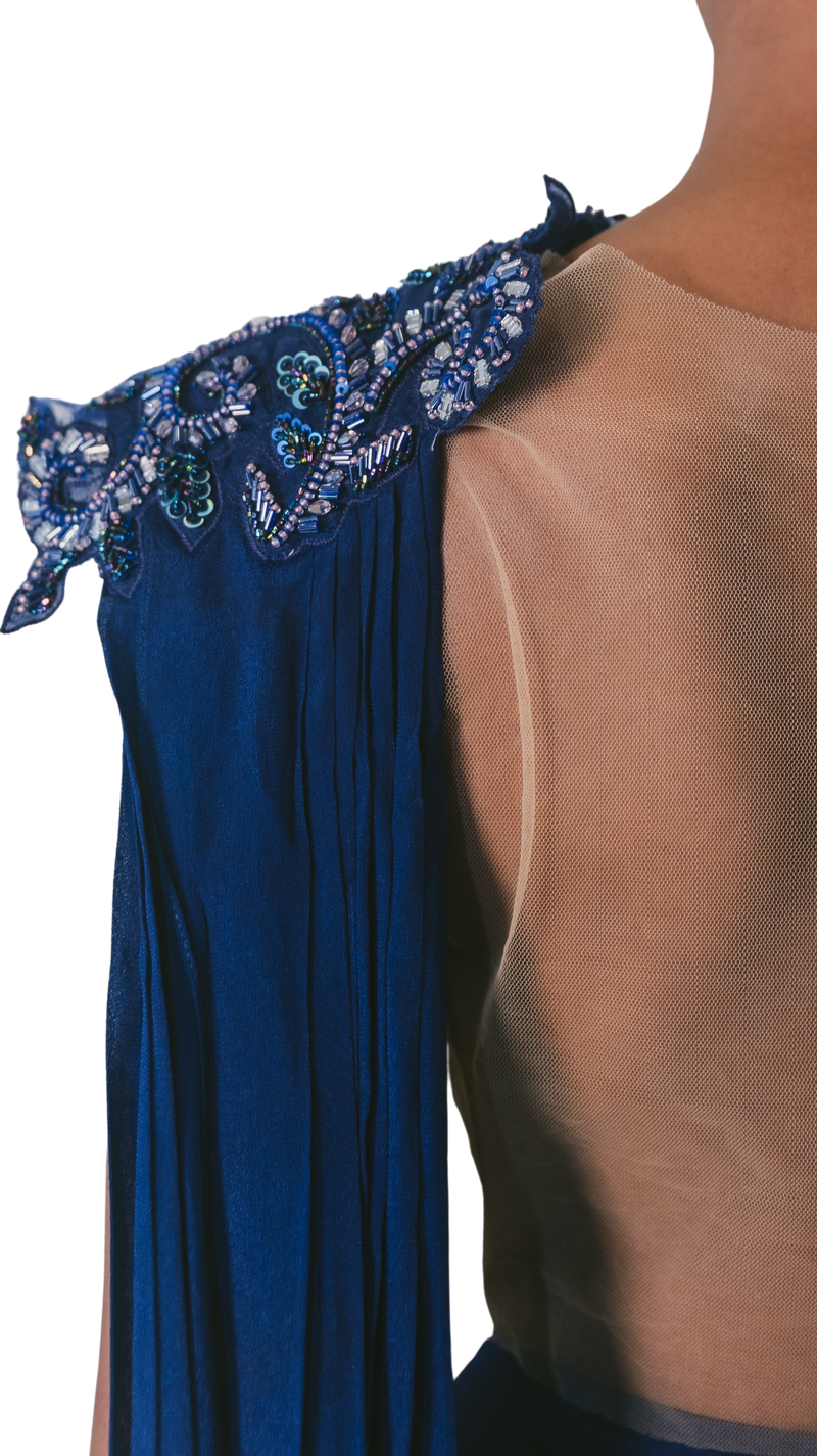 Royal Blue Reception Sari - Preserve