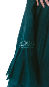 Bottle Green Ruffle Lehenga - Preserve