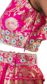 Fuchsia Banarasi Silk Lehenga Set - Preserve