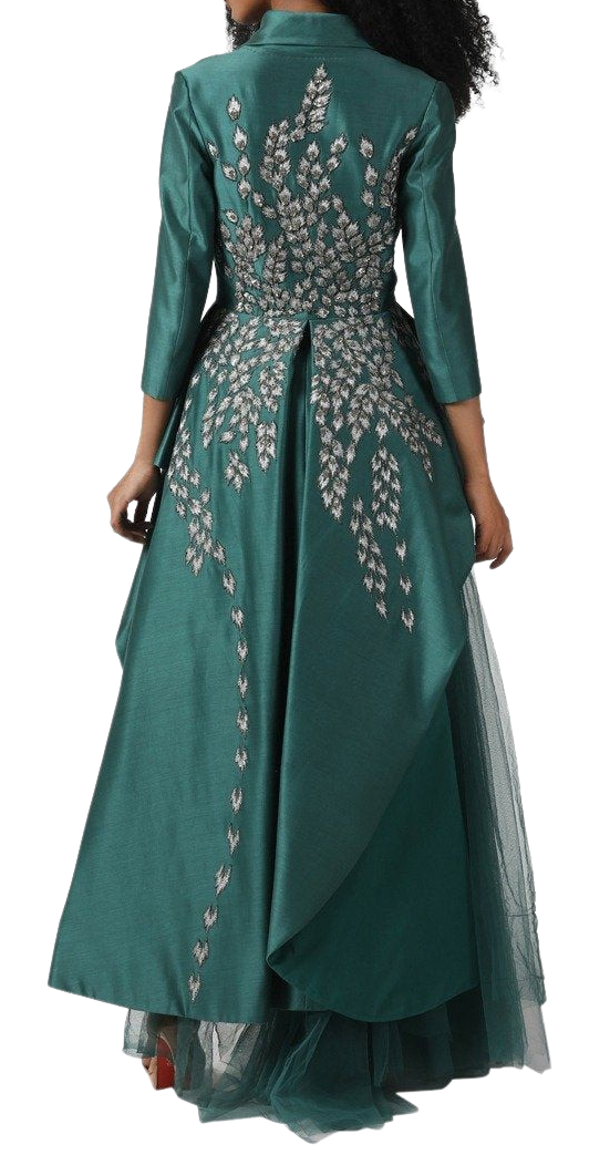 Asymmetrical Emerald Jacket Tulle Dress - Preserve