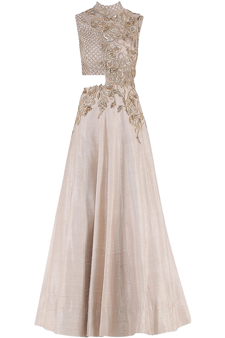 Baby Pink Embroidered Cutout Gown: Sample Sale - Preserve