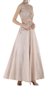 Baby Pink Embroidered Cutout Gown: Sample Sale - Preserve