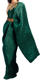 Bottle Green Pre-Draped Sari - Preserve