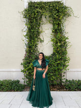 Bottle Green Ruffle Lehenga - Preserve