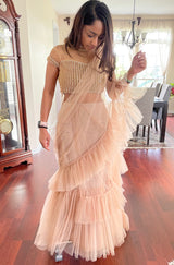 Crystal Ruffle Sari - Preserve