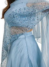 Baby Blue Shimmering Cape Lehenga - Preserve