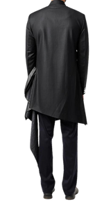 Mens Jet Black and Charcoal Draped Sherwani - Preserve