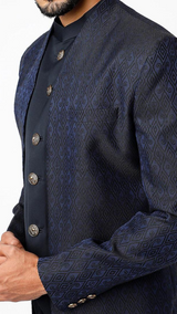 Mens Dark Blue Bandhgala Jacket - Preserve