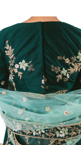 Emerald Green Embroidered Lehenga - Preserve