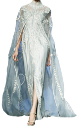 Ice Blue Embroidered Cape Dress - Preserve