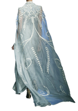 Ice Blue Embroidered Cape Dress - Preserve