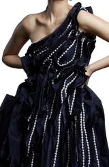 Midnight Blue Beaded Gown: Sample Sale - Preserve