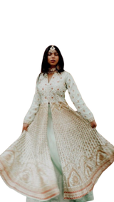 Mint Embroidered Anarkali: Sample Sale - Preserve