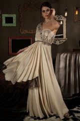 Ivory Embroidered Gown with Fringe - Preserve