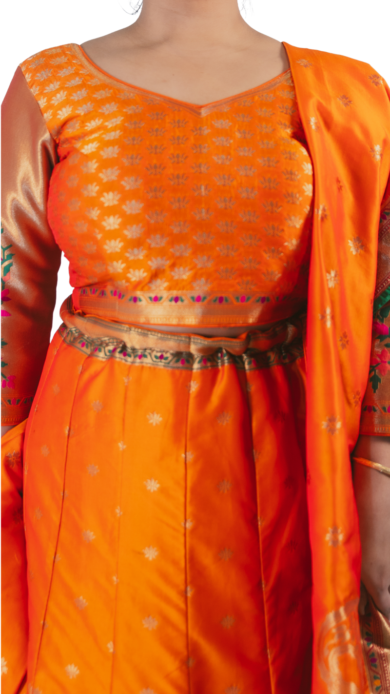 Orange Banarasi Lehenga - Preserve