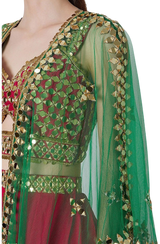 Pink & Green Mirrored Dhoti Set - Preserve