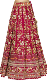 Red Floral Embroidered Lehenga Set: Sample Sale - Preserve