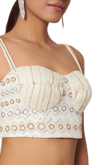 Light Peach Beaded Corset Fanned Lehenga - Preserve