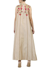 Gold Embroidered Sleeveless Kurta - Preserve