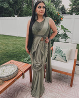 Sage Green Sari Gown - Preserve