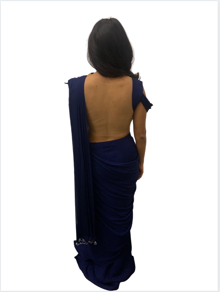 Royal Blue Reception Sari - Preserve