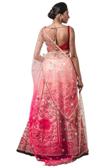 Bright Pink & Coral Hued Graphic Print Lehenga - Preserve