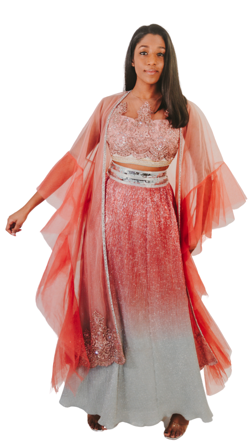 Pink Shimmer Lehenga Set - Preserve