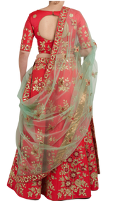 Carrot & Mint Floral Lehenga - Preserve