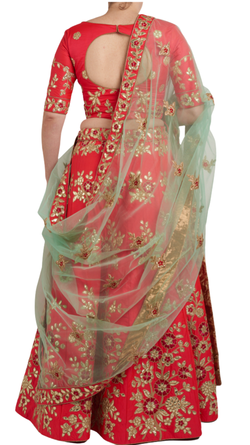 Carrot & Mint Floral Lehenga - Preserve