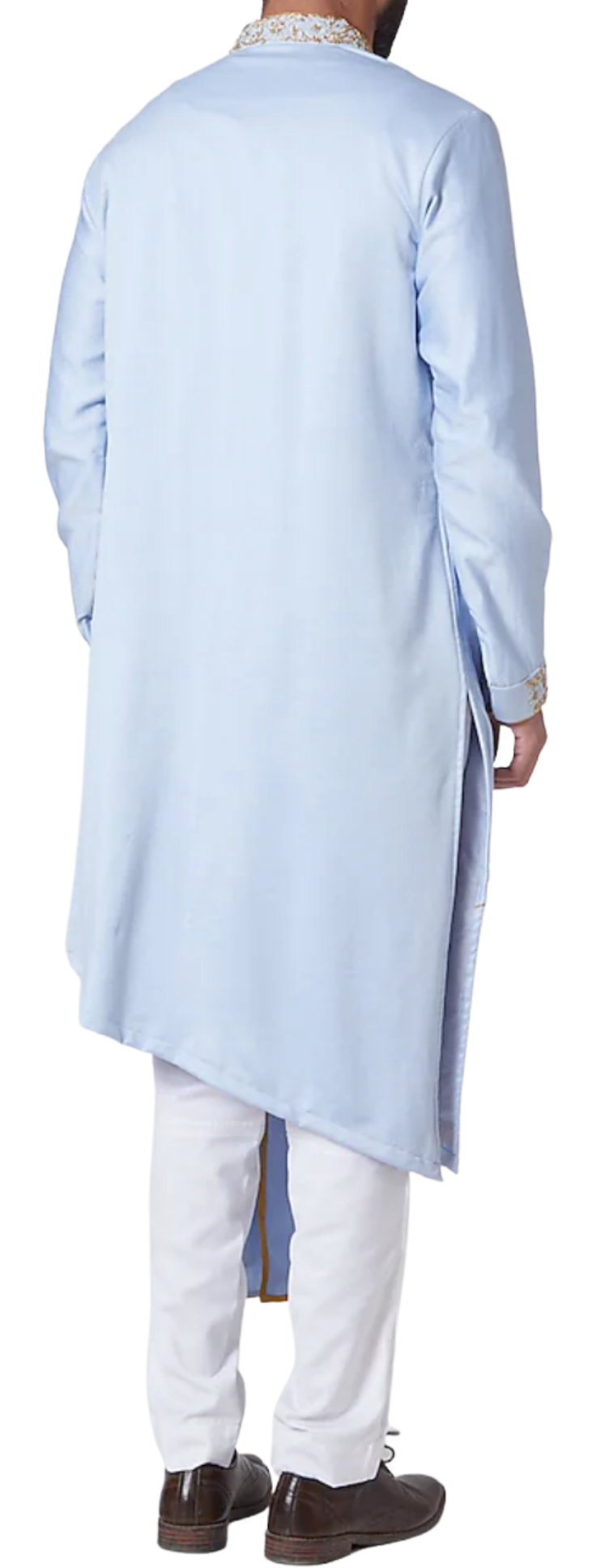 Powder Blue Draped Kurta with Embroidery