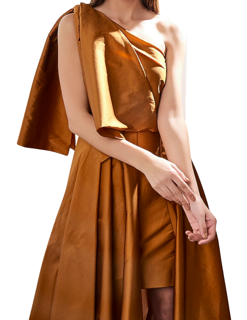 Autumn Maple Layered Silk Gown