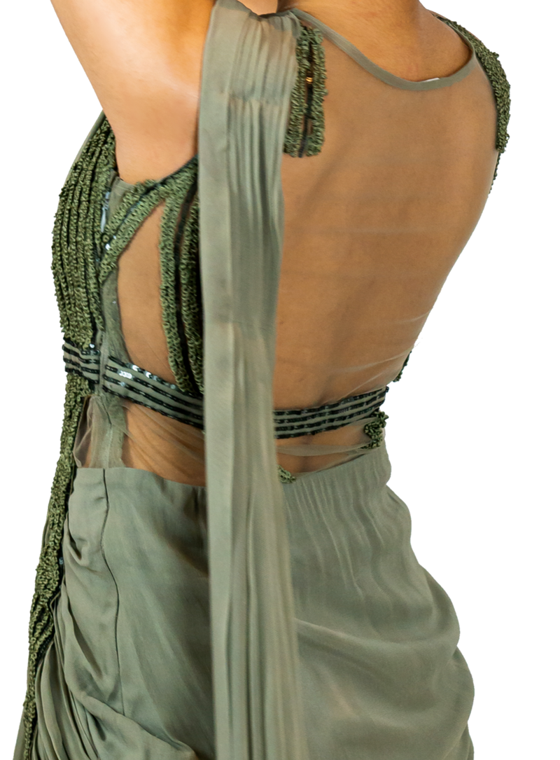 Sage Green Sari Gown