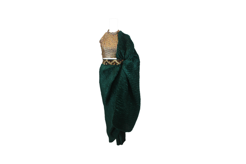 Bottle Green Pre-Draped Sari - Preserve