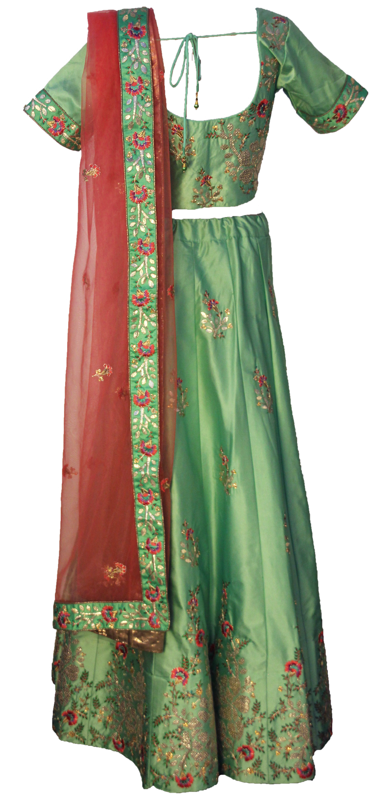 Mint Floral & Gold Embroidered Lehenga: Sample Sale - Preserve