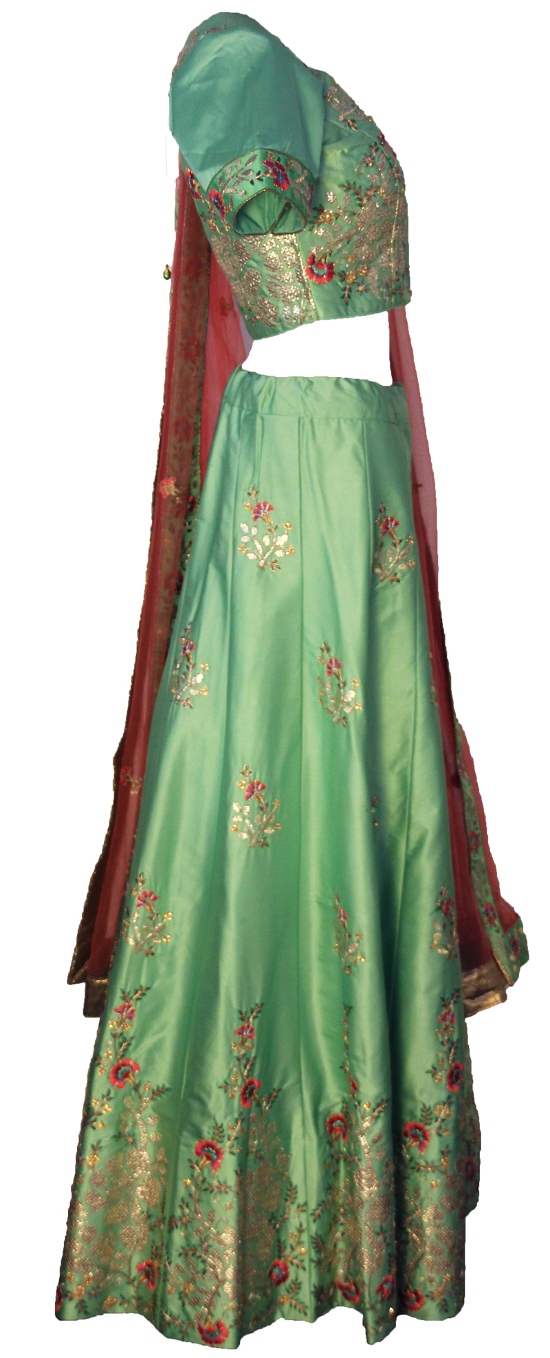 Mint Floral & Gold Embroidered Lehenga: Sample Sale - Preserve