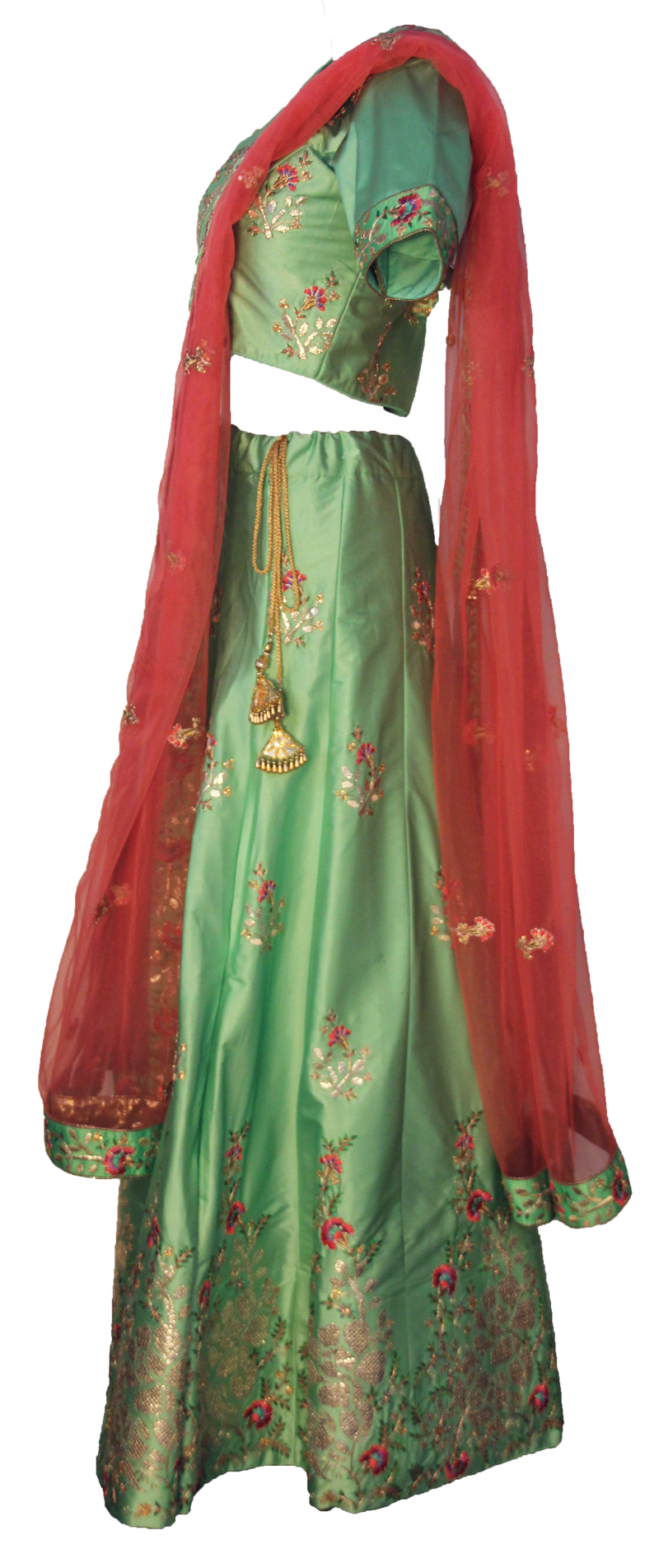 Mint Floral & Gold Embroidered Lehenga: Sample Sale - Preserve